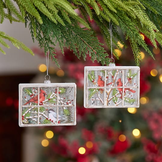 Melrose 4.75" Glass Cardinal Window Ornaments, 6ct.